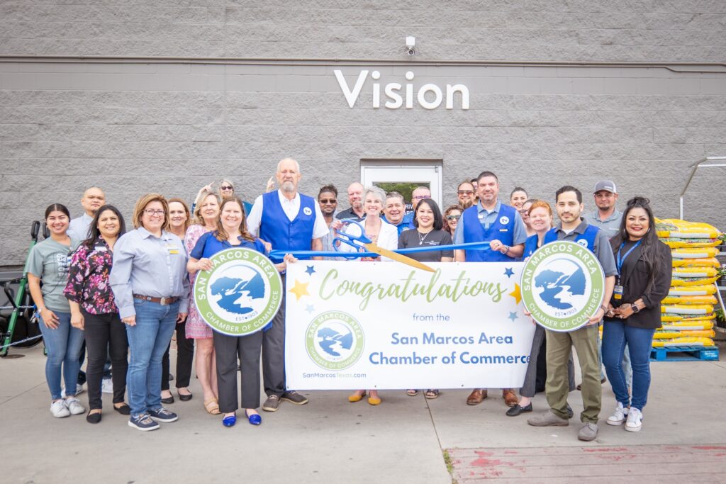 May be an image of 10 people, eyeglasses and text that says 'Vision ARCOS AREA CAN CHAMBER 51#1909 OF MARCOS ልደፈ 特 Congratulations lations ATARCOET from the EST41903 AMBER OF San Marcos Area မေ Chamber of Commerce SanMarcos com'